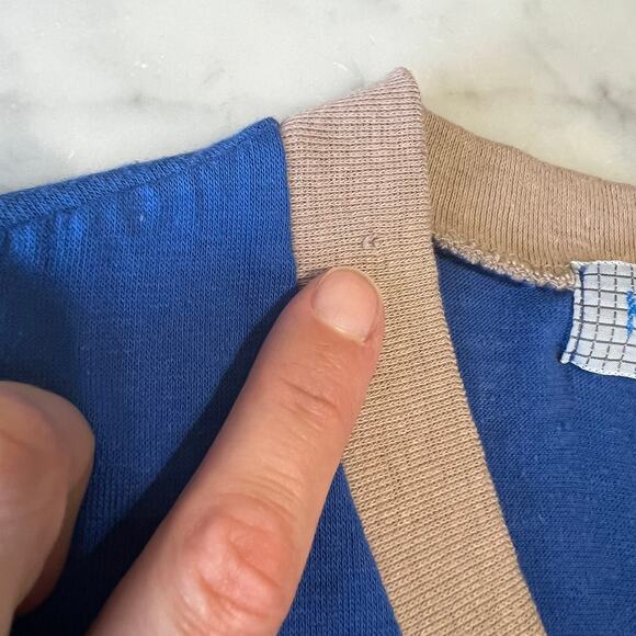 Vintage 80s Blue Night Moves Sleeveless Ringer Midi Nightgown / Dress / S M - Picture 4 of 8